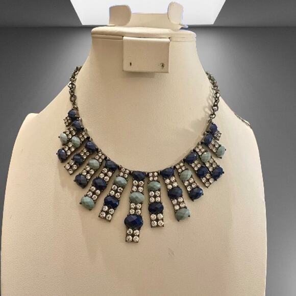 Blue Crystal Park Lane Utopia Bib Blue Crystal & Hematite Chain Necklace - Picture 6 of 7
